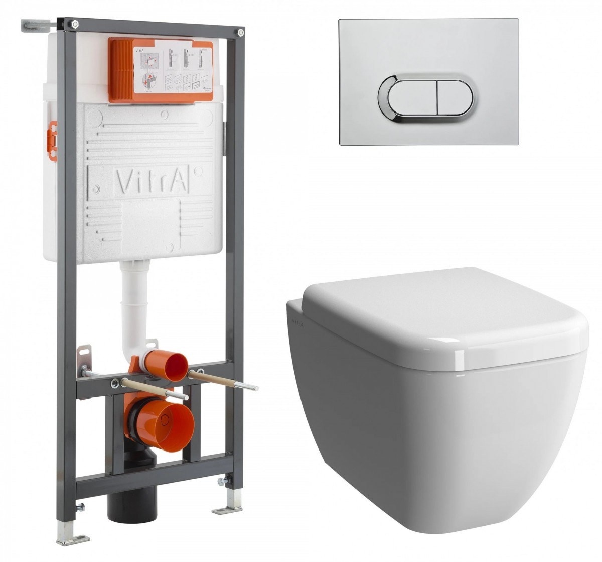 Комплект Vitra L-box Shift Rimex: унитаз+инсталляция+кнопка+сиденье