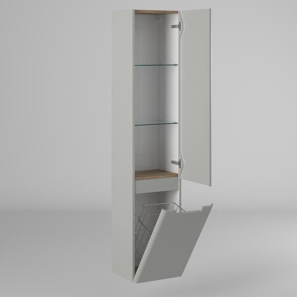 Пенал подвесной BRIZ Прато Лайт 35 с бельевой корзиной светло-серый (матовый) правый Пенал подвесной BRIZ Прато Лайт 35 с бельевой корзиной светло-серый (матовый) правый