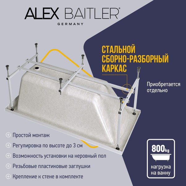 Ванна акриловая Alex Baitler Onega 175x70 Ванна акриловая Alex Baitler Onega 175x70
