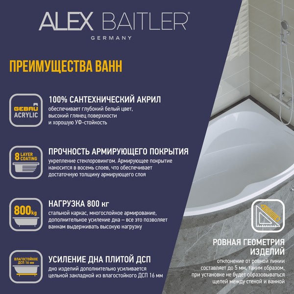 Ванна акриловая Alex Baitler Ladoga L 170x110 Ванна акриловая Alex Baitler Ladoga L 170x110