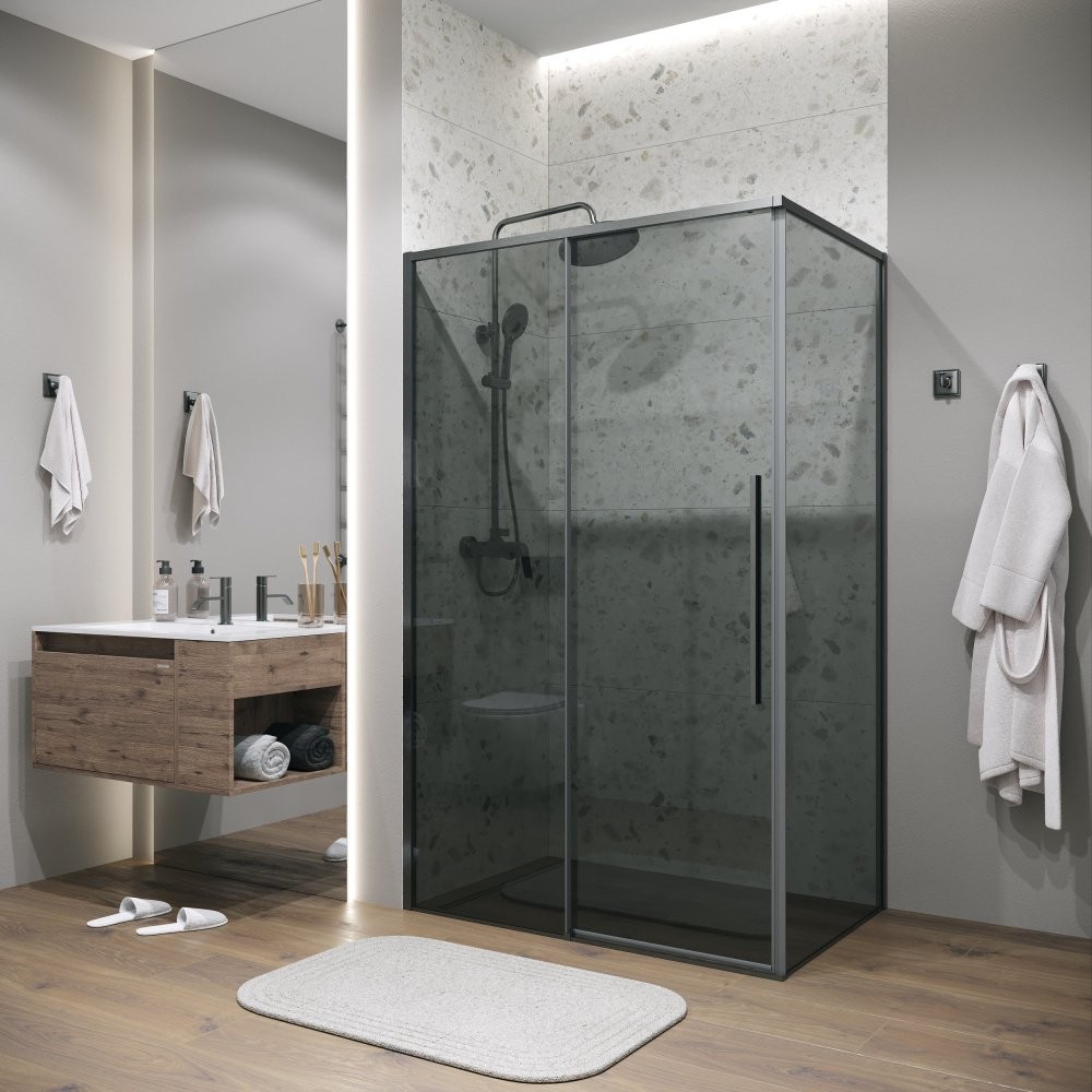 Душевой уголок Grossman Galaxy 100x90 стекло тонированное / профиль графит Душевой уголок Grossman Galaxy 100x90 стекло тонированное / профиль графит