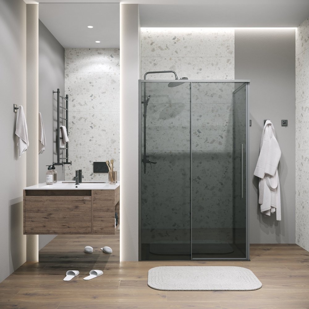 Душевой уголок Grossman Galaxy 100x90 стекло тонированное / профиль графит Душевой уголок Grossman Galaxy 100x90 стекло тонированное / профиль графит