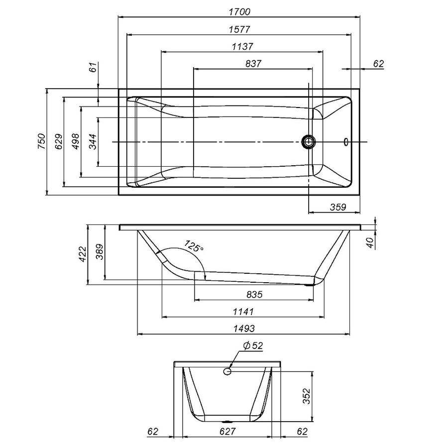 Ванна акриловая AM.PM Gem 170x75 Ванна акриловая AM.PM Gem 170x75
