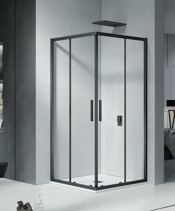 Душевой уголок GoodDoor COFE CR-90-C-B 90x90 прозрачное стекло / профиль черный Душевой уголок GoodDoor COFE CR-90-C-B 90x90 прозрачное стекло / профиль черный