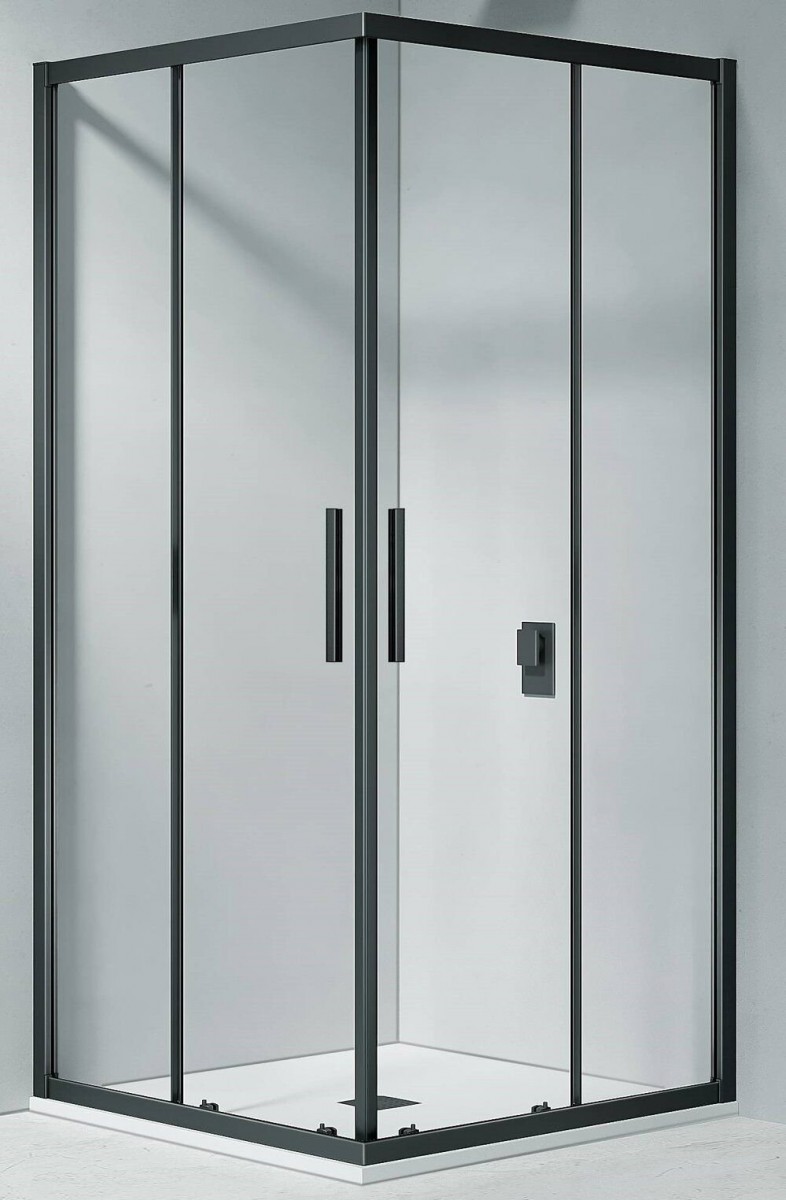 Душевой уголок GoodDoor COFE CR-90-C-B 90x90 прозрачное стекло / профиль черный Душевой уголок GoodDoor COFE CR-90-C-B 90x90 прозрачное стекло / профиль черный