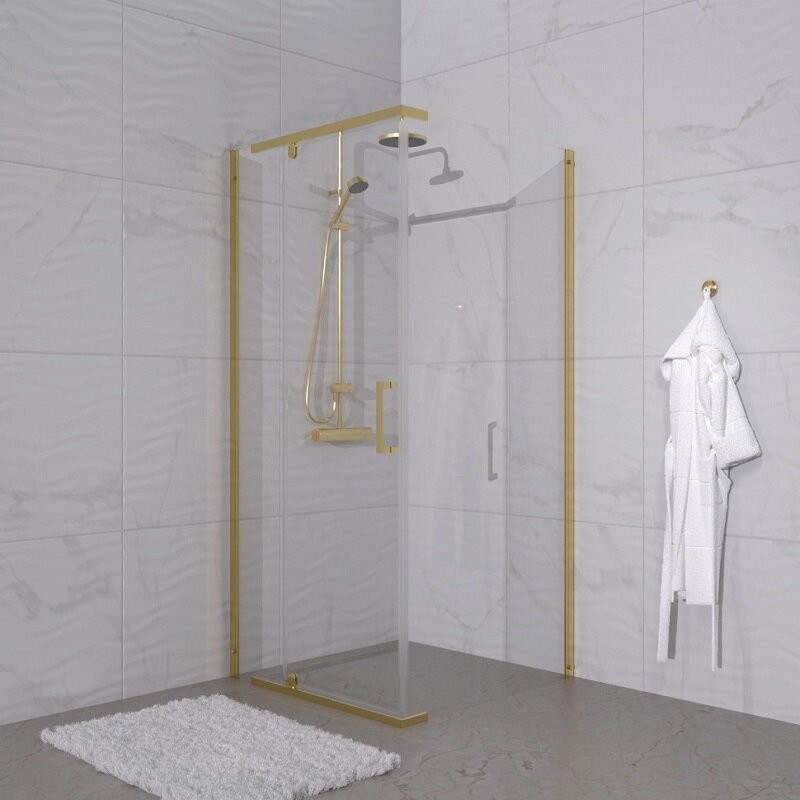 Душевой уголок Triton Терра Золото А1 90x90 стекло прозрачное, профиль золото Душевой уголок Triton Терра Золото А1 90x90 стекло прозрачное, профиль золото