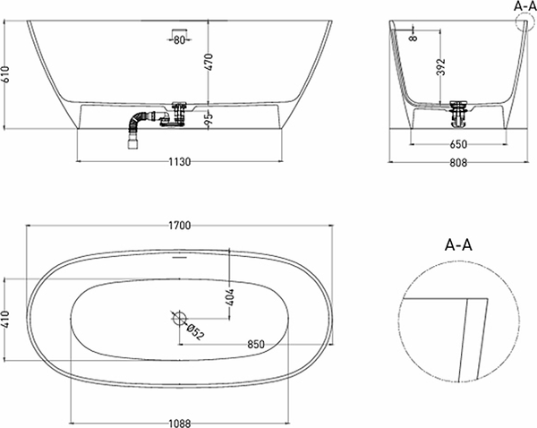 Ванна из искусственного камня LoveForm Lofo 170x80 Gelcoat Ванна из искусственного камня LoveForm Lofo 170x80 Gelcoat