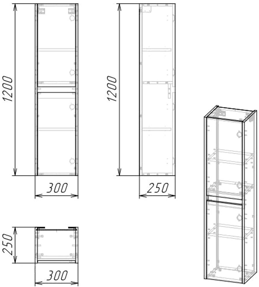 Шкаф-полупенал для ванной Grossman Смарт 30 Шкаф-полупенал для ванной Grossman Смарт 30