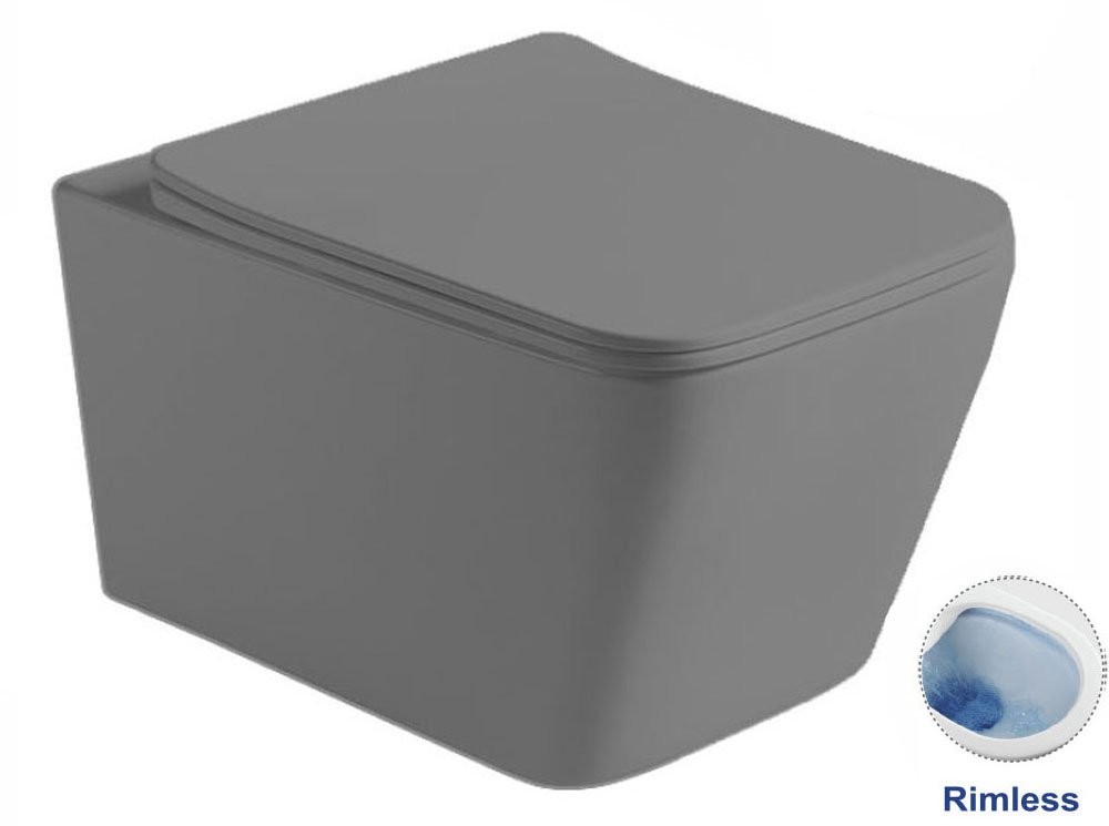 Унитаз подвесной Vincea Q-Line VT1-12MG с сиденьем soft-close серый матовый Унитаз подвесной Vincea Q-Line VT1-12MG с сиденьем soft-close серый матовый