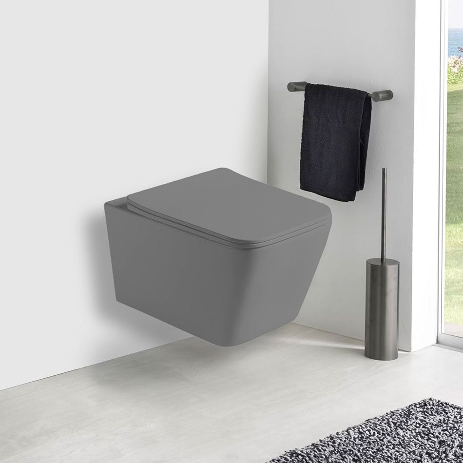 Унитаз подвесной Vincea Q-Line VT1-12MG с сиденьем soft-close серый матовый Унитаз подвесной Vincea Q-Line VT1-12MG с сиденьем soft-close серый матовый