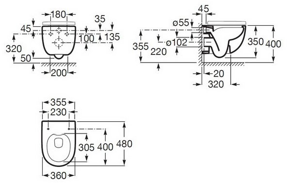 Унитаз подвесной Roca Meridian Rimless Compacto 346244000 + ZRU9307606 36x48 сиденье Duroplast Унитаз подвесной Roca Meridian Rimless Compacto 346244000 + ZRU9307606 36x48 сиденье Duroplast