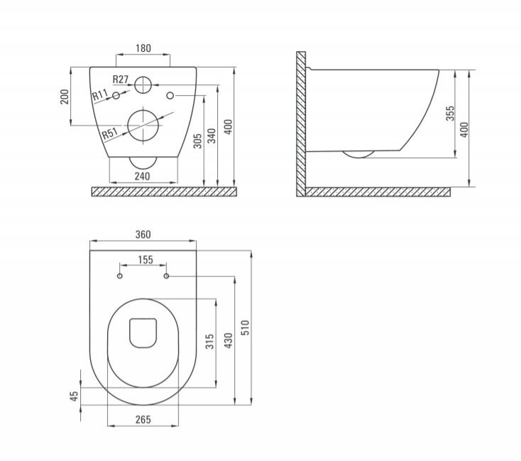 Унитаз подвесной Deante PEONIA ZERO CDE_6ZPW 51х36 Унитаз подвесной Deante PEONIA ZERO CDE_6ZPW 51х36