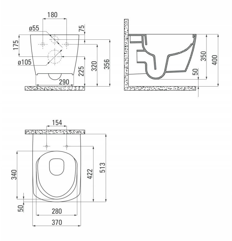Унитаз подвесной Deante Anemon ZERO CDZ_6ZPW 51,3х37 Унитаз подвесной Deante Anemon ZERO CDZ_6ZPW 51,3х37