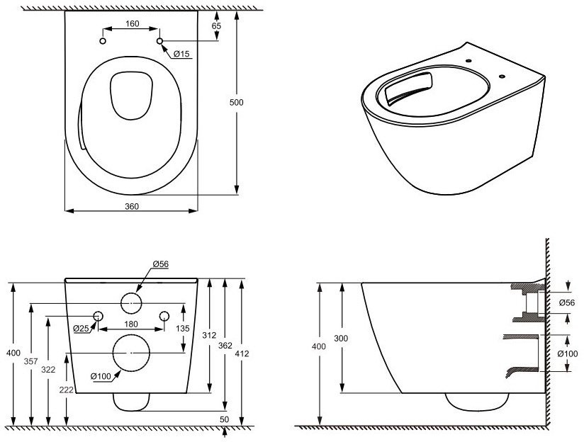 Унитаз подвесной CeramaLux TR0199 глянец Унитаз подвесной CeramaLux TR0199 глянец