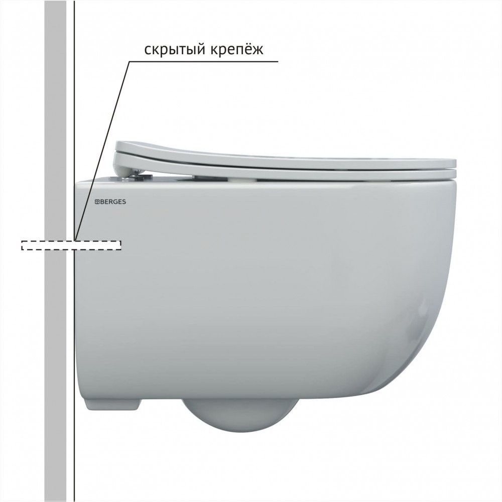 Унитаз подвесной Berges VENTAS Rimless 49 082012 36,5x49 без сиденья Унитаз подвесной Berges VENTAS Rimless 49 082012 36,5x49 без сиденья