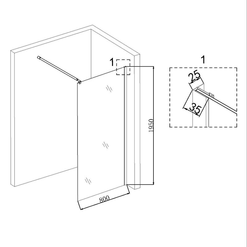Душевая стенка Niagara NG-683-80 80x195 (черный) Душевая стенка Niagara NG-683-80 80x195 (черный)