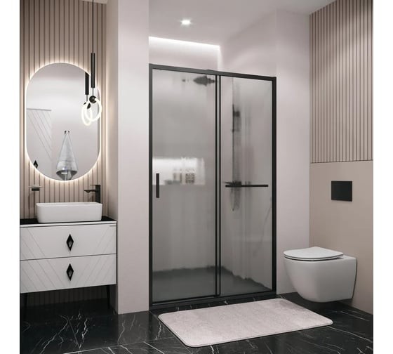 Душевая дверь Grossman Style 130x195 / 100.K33.05.130.21.02 (черный матовый/стекло шиншилла) Душевая дверь Grossman Style 130x195 / 100.K33.05.130.21.02 (черный матовый/стекло шиншилла)