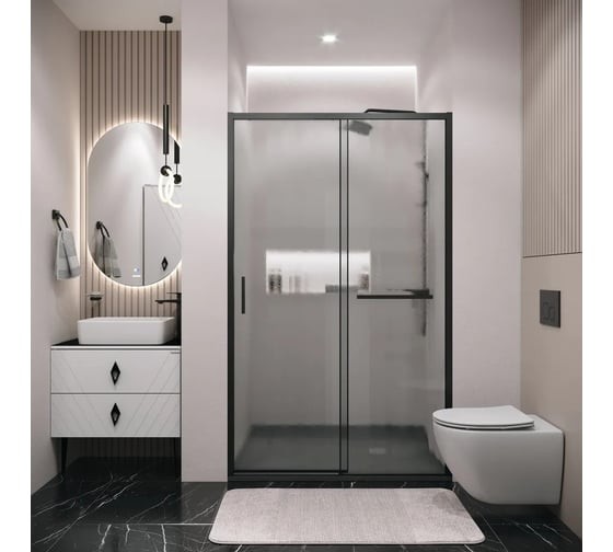 Душевая дверь Grossman Style 130x195 / 100.K33.05.130.21.02 (черный матовый/стекло шиншилла) Душевая дверь Grossman Style 130x195 / 100.K33.05.130.21.02 (черный матовый/стекло шиншилла)