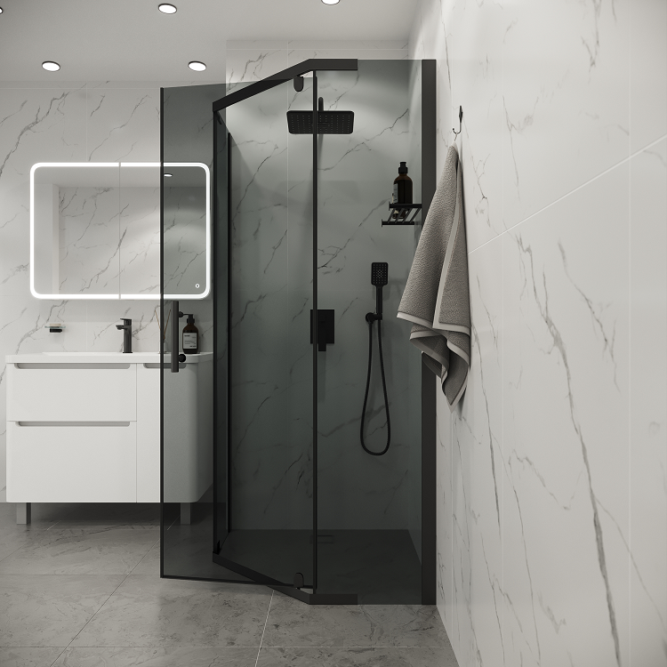 Душевой уголок Niagara Eco NG-1010-14DT 100x100 стекла тонированные, профиль черный Душевой уголок Niagara Eco NG-1010-14DT 100x100 стекла тонированные, профиль черный