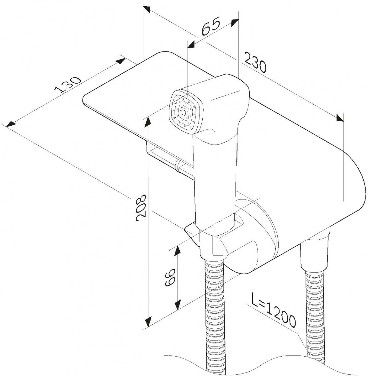 Смеситель скрытого монтажа с гигиенической лейкой Am.Pm Func F0H8F922 черный матовый Смеситель скрытого монтажа с гигиенической лейкой Am.Pm Func F0H8F922 черный матовый