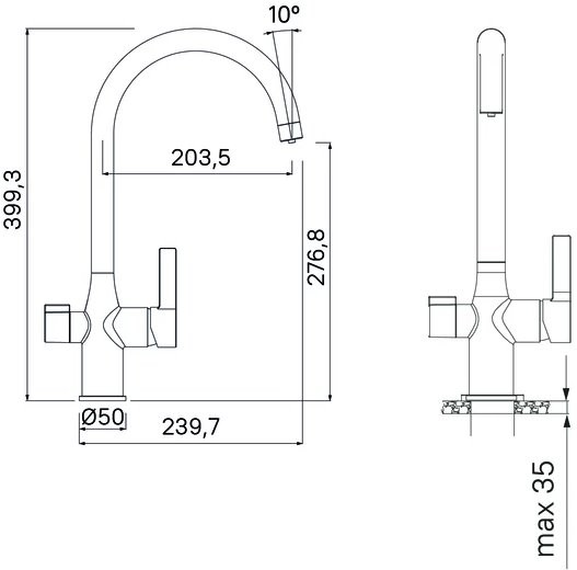 Смеситель для кухни Iddis Pure PURBLFJi05 с подключением фильтра, черный матовый Смеситель для кухни Iddis Pure PURBLFJi05 с подключением фильтра, черный матовый