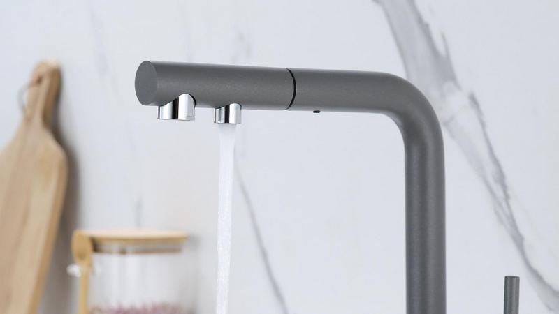 Смеситель для кухни PAULMARK Serpentine Se213222-GRM серый металлик Смеситель для кухни PAULMARK Serpentine Se213222-GRM серый металлик