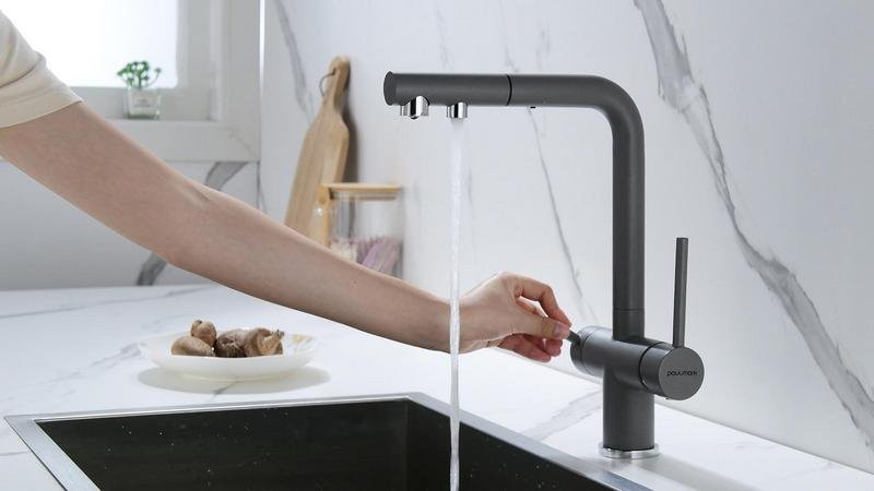 Смеситель для кухни PAULMARK Serpentine Se213222-GRM серый металлик Смеситель для кухни PAULMARK Serpentine Se213222-GRM серый металлик