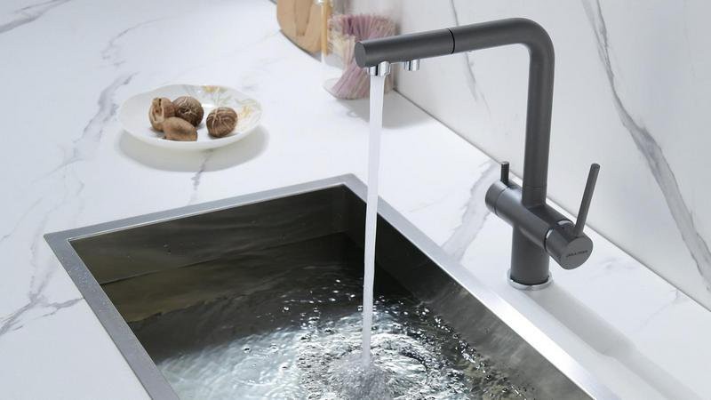 Смеситель для кухни PAULMARK Serpentine Se213222-GRM серый металлик Смеситель для кухни PAULMARK Serpentine Se213222-GRM серый металлик