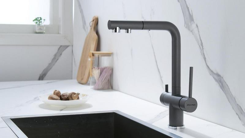 Смеситель для кухни PAULMARK Serpentine Se213222-GRM серый металлик Смеситель для кухни PAULMARK Serpentine Se213222-GRM серый металлик