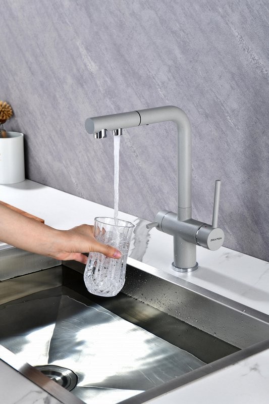 Смеситель для кухни PAULMARK Serpentine Se213222-GRS серый дым Смеситель для кухни PAULMARK Serpentine Se213222-GRS серый дым