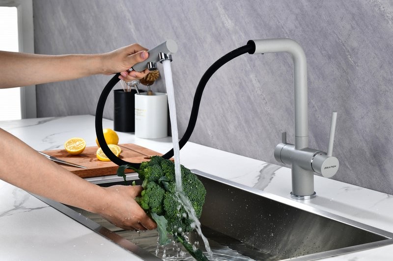 Смеситель для кухни PAULMARK Serpentine Se213222-GRS серый дым Смеситель для кухни PAULMARK Serpentine Se213222-GRS серый дым