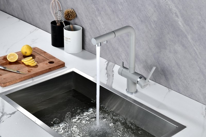 Смеситель для кухни PAULMARK Serpentine Se213222-GRS серый дым Смеситель для кухни PAULMARK Serpentine Se213222-GRS серый дым