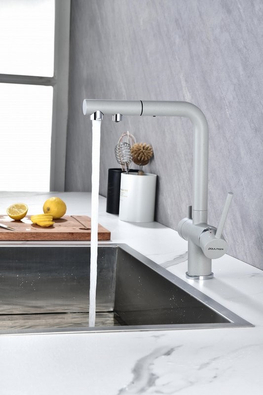 Смеситель для кухни PAULMARK Serpentine Se213222-GRS серый дым Смеситель для кухни PAULMARK Serpentine Se213222-GRS серый дым