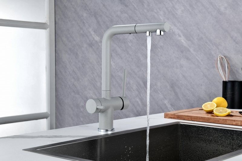 Смеситель для кухни PAULMARK Serpentine Se213222-GRS серый дым Смеситель для кухни PAULMARK Serpentine Se213222-GRS серый дым