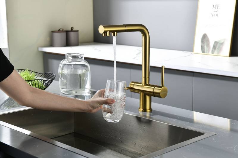 Смеситель для кухни PAULMARK Serpentine Se213222-BG брашированное золото Смеситель для кухни PAULMARK Serpentine Se213222-BG брашированное золото