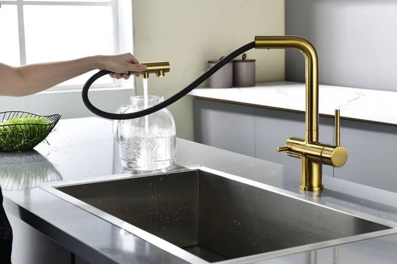 Смеситель для кухни PAULMARK Serpentine Se213222-BG брашированное золото Смеситель для кухни PAULMARK Serpentine Se213222-BG брашированное золото