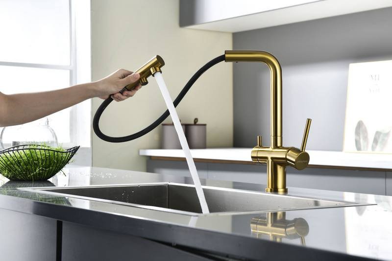 Смеситель для кухни PAULMARK Serpentine Se213222-BG брашированное золото Смеситель для кухни PAULMARK Serpentine Se213222-BG брашированное золото