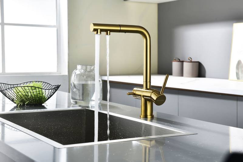 Смеситель для кухни PAULMARK Serpentine Se213222-BG брашированное золото Смеситель для кухни PAULMARK Serpentine Se213222-BG брашированное золото