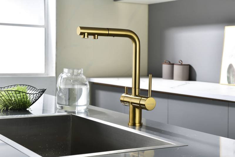 Смеситель для кухни PAULMARK Serpentine Se213222-BG брашированное золото Смеситель для кухни PAULMARK Serpentine Se213222-BG брашированное золото