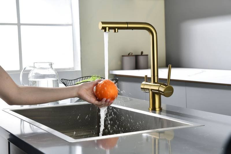 Смеситель для кухни PAULMARK Serpentine Se213222-BG брашированное золото Смеситель для кухни PAULMARK Serpentine Se213222-BG брашированное золото