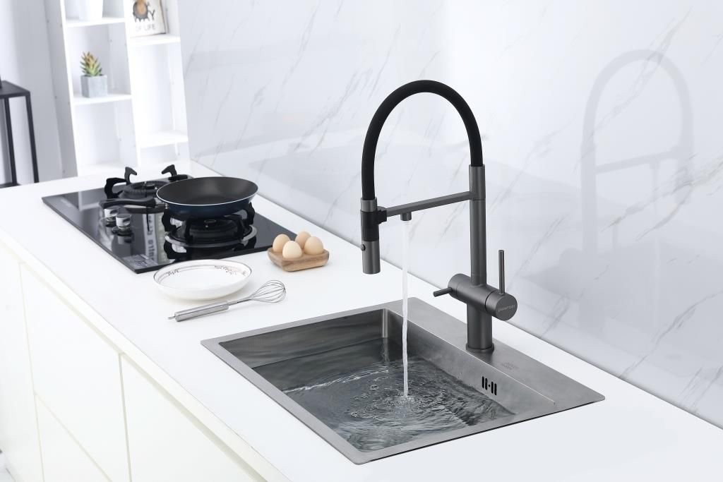 Смеситель для кухни PAULMARK Gravity Stärke Gr213888-GM вороненая сталь Смеситель для кухни PAULMARK Gravity Stärke Gr213888-GM вороненая сталь