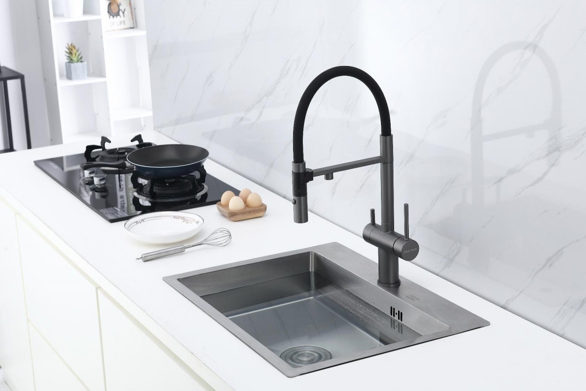 Смеситель для кухни PAULMARK Gravity Stärke Gr213888-GM вороненая сталь Смеситель для кухни PAULMARK Gravity Stärke Gr213888-GM вороненая сталь