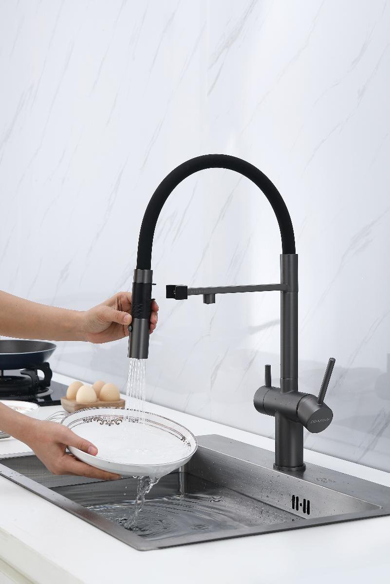 Смеситель для кухни PAULMARK Gravity Stärke Gr213888-GM вороненая сталь Смеситель для кухни PAULMARK Gravity Stärke Gr213888-GM вороненая сталь