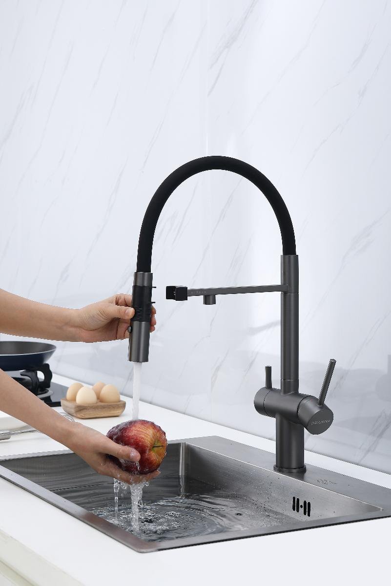 Смеситель для кухни PAULMARK Gravity Stärke Gr213888-GM вороненая сталь Смеситель для кухни PAULMARK Gravity Stärke Gr213888-GM вороненая сталь