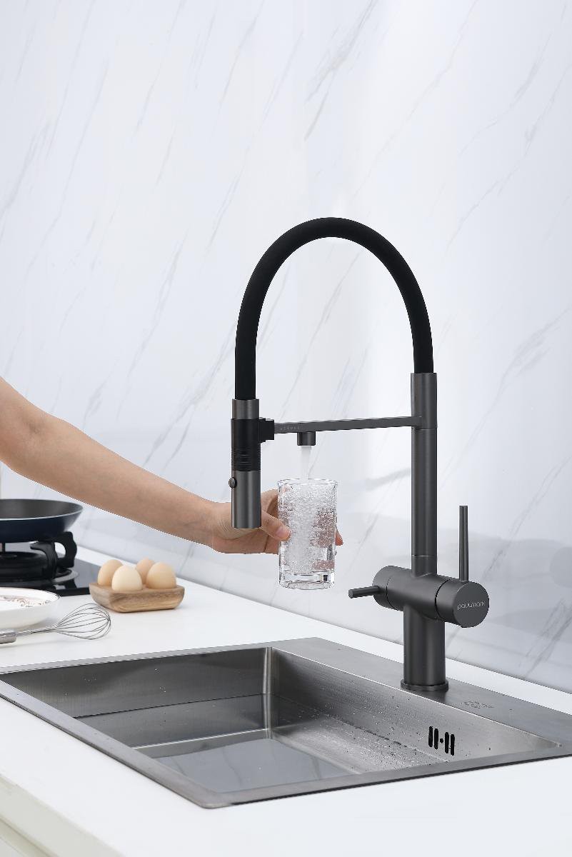 Смеситель для кухни PAULMARK Gravity Stärke Gr213888-GM вороненая сталь Смеситель для кухни PAULMARK Gravity Stärke Gr213888-GM вороненая сталь