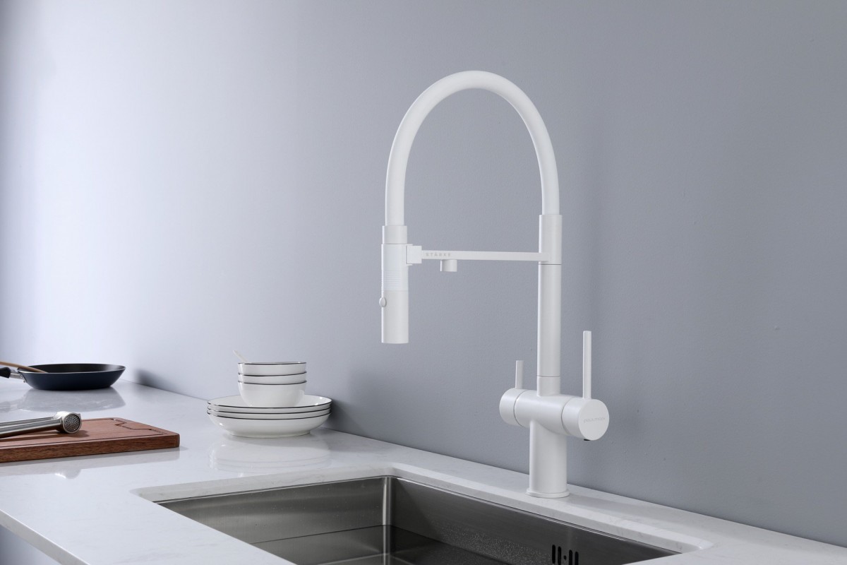 Смеситель для кухни PAULMARK Gravity Stärke Gr213888-WH белый матовый Смеситель для кухни PAULMARK Gravity Stärke Gr213888-WH белый матовый