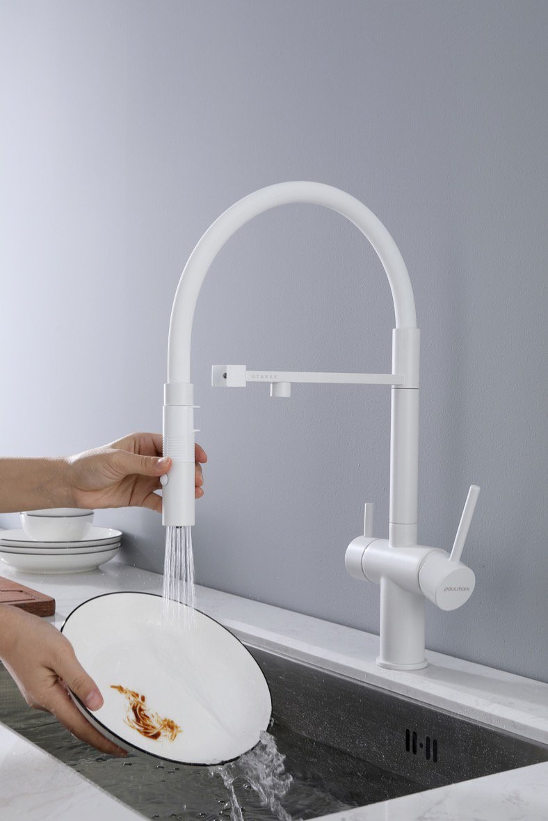 Смеситель для кухни PAULMARK Gravity Stärke Gr213888-WH белый матовый Смеситель для кухни PAULMARK Gravity Stärke Gr213888-WH белый матовый