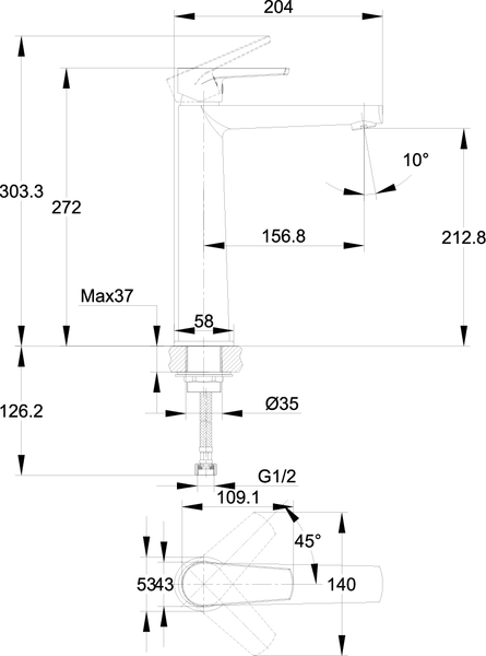 Смеситель Cersanit Moduo 64095 Смеситель Cersanit Moduo 64095
