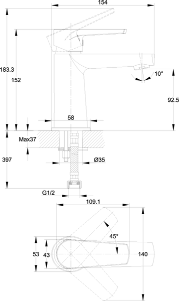 Смеситель Cersanit Moduo 64094 Смеситель Cersanit Moduo 64094