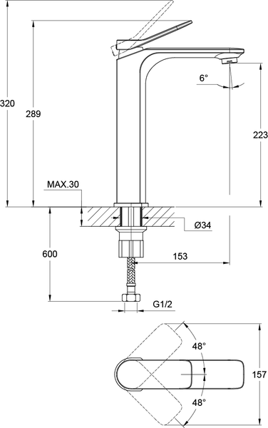 Смеситель Cersanit Odra 63054 Смеситель Cersanit Odra 63054